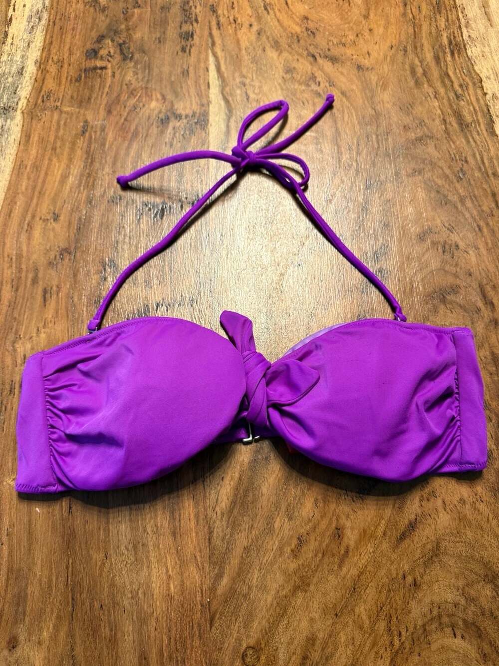 Victoria's Secret Purple Twist-Front Bandeau Halter Bikini Top L